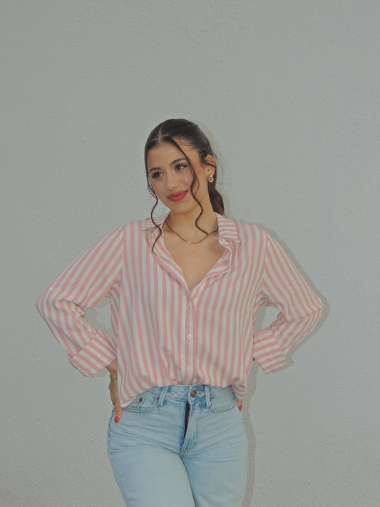 CAMISA RAYAS ROSA
